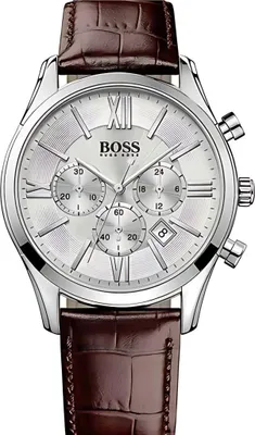 Produktbild von Hugo Boss Ambassador Chronograph Uhr Herrenuhr Lederarmband braun