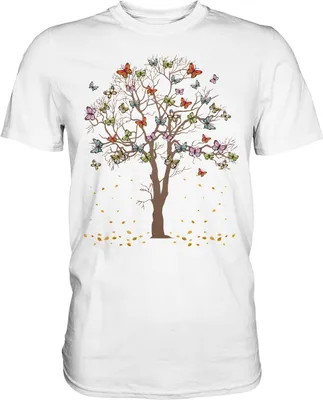 Produktbild von Frauen Schmetterlinge Baum T-Shirt – White / XXL