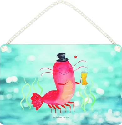 Produktbild von Mr. & Mrs. Panda Schild Hummer Weizen DIN A4 - Oceanblue - Geschenk, Kneipe, Garnelen, hängeschild, Holzschild, Garnele, wandtafel, Kochen, Bier, holzbild, Wirtschaft