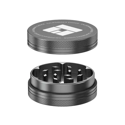 Produktbild von California's Choice 2-Teiliger Aluminium Grinder Compton Grau Ø 50 mm | Kräutermühle mit Diamantförmigen-Mahlzähnen und Magnetverschluss