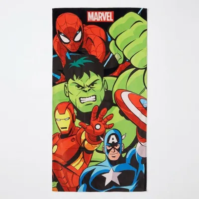 Obrázek produktu pro Ručník s motivem Avengers, 70 x 140 cm, vhodný pro chlapce i dívky – měkký a savý