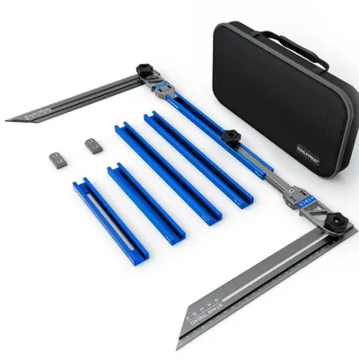 Produktbild von AIORBER Treppenlineal, Regalmaßstab, Treppenstufenmaßstab, präzise Messung, robust und langlebig, für Treppen, Hausgärten, 34,5x29,6x7cm, Blau