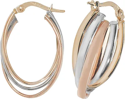 Produktbild von 9 Karat (375) Tricolor Gold Damen - Creolen / Ohrringe - 23mm*7mm; TRS16026