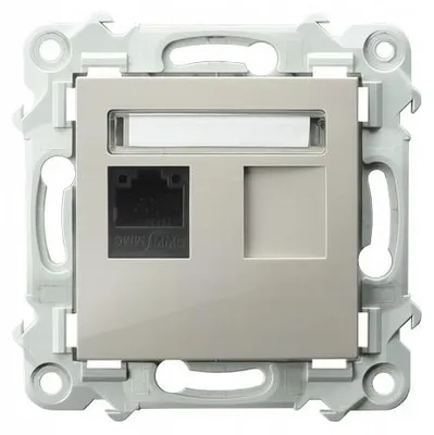 Image de Prise secteur informatique Ospel Szafir, connecteur RJ-45, catégorie 5e, couleur beige Kashmir