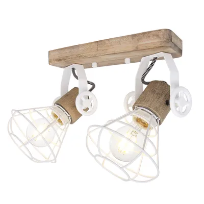 Produktbild von Steinhauer Strahler Guersey 2-flammig Eichenholz/ Weiß Matt 40x27cm
