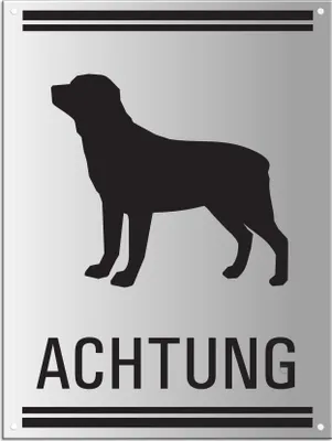 Produktbild von Warnschild - Achtung Hund Rottweiler | 200 x 150 mm gelocht Aluminium silber matt eloxiert