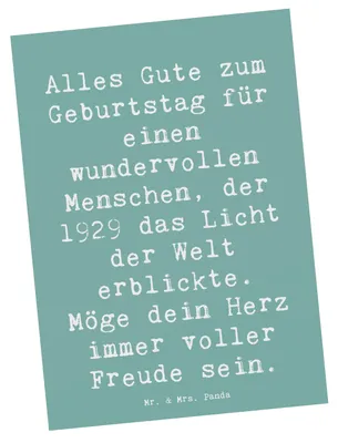 Produktbild von Mr. & Mrs. Panda Postkarte Spruch 1929 Geburtstag - Meeresbrise - Geschenk, Postkarten, Ansichtskarten, Erinnerungen, Geburtsjahr, Glückwunsch, Geburtstagsgeschenk