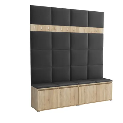Produktbild von Garderobe LUTON 2 SONOMA 16 – Farbe Sonomaholz, moderner Schrank 40x200x213 cm, funktionale Lösung für den Flur, Garderobeschrank, Flurmöbel