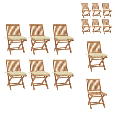 Produktbild von vidaXL Klappbare Gartenstühle mit Kissen 6 Stk. Massivholz Teak -  Gartenstühle