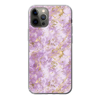 Produktbild von MuchoWow® Handyhülle Schutzhülle Hülle für iPhone 13 Pro Gold - Marmor - Muster - Lila Silikon Softcase Handy Hülle - Handy-Tasche