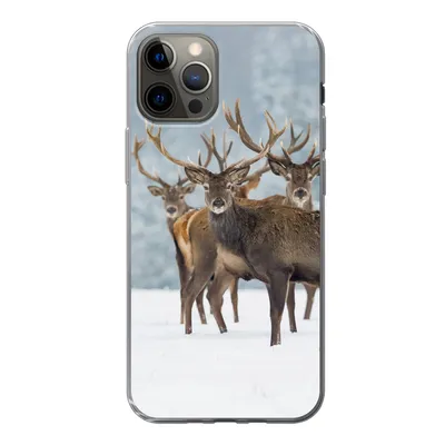 Produktbild von MuchoWow® Handyhülle Schutzhülle Hülle für iPhone 13 Pro Hirsche - Tiere - Schnee - Winter - Landschaft - Natur Silikon Softcase Handy Hülle - Handy-Tasche