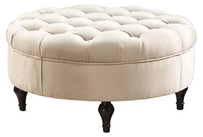 Produktbild von Runder Chesterfield Polster Hocker Fußhocker Ottomane Rund Sofa Beistell Neu