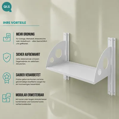 Imagen del producto de QLS Estante de acero, 60 x 25 cm, para sistema de estanterías modulares, color gris, modelo 11500, Imagen generada por IA