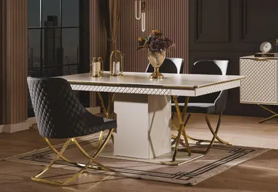 Produktbild von Luxus Set für Esszimmer Esstisch und 4x Stuhle Holz möbel Tisch Stil 5tlg