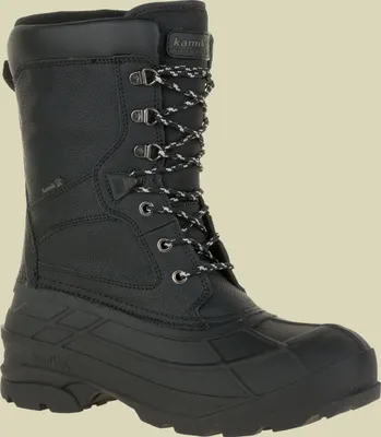 A single black winter boot is shown against a plain background.