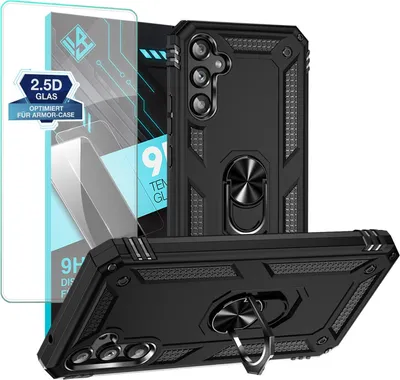 Produktbild von Armor Outdoor Handyhülle für Samsung Galaxy A34 5G Handy Panzer Case Schutzhülle mit 9H Displayglas Displayschutz Farbe: Schwarz