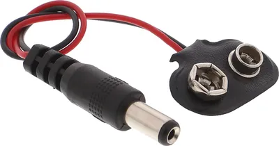 Produktbild von 9V-Batterieklemme Clip mit DC-Stecker, T-Form - 15cm Kabel