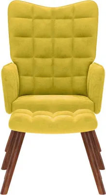 Produktbild von Relaxsessel mit Hocker Gelb Samt, Klassische Sessel DesignMöbel