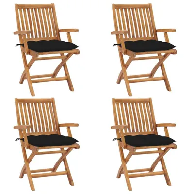 Image de Chaises pliables de jardin avec coussins lot de 4 Teck solide