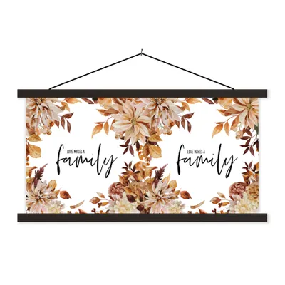 Produktbild von MuchoWow® Textilposter Zitate - Familie - Liebe macht eine Familie - Sprichwörter 60x30 cm mit schwarzem Rahmen - Textilien
