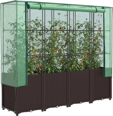 Obrázek produktu pro Maison Exclusive – vyvýšený záhon se skleníkem v ratanovém provedení 160 x 40 x 153 cm