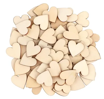 Productafbeelding van Set van 100 Houten Hartjes van 4 cm voor Decoratie en Handwerk