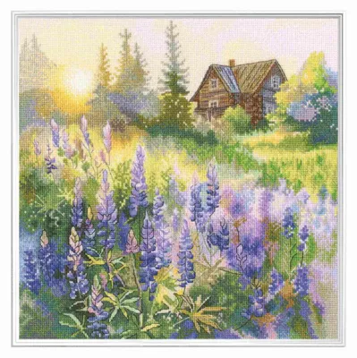 Obrázek produktu pro Sada na výšivku křížkem "Fialový večer", rozměry 25x25 cm