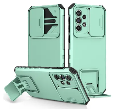 Immagine prodotto di Custodia per Samsung Galaxy A33 5G robusta a doppio strato, protezione militare con kickstand e protezione fotocamera scorrevole Turchese