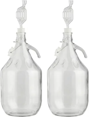 Produktbild von lilawelt24 2 x 5L Glasballon Gärballon Set mit Bügelverschluss, Gärrohr & Stopfen – Fermentationsflaschen mit Henkel für Wein, Most & Selbstgemachtes