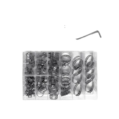 Produktbild von Schlauchschellen, Edelstahl, Bandbreite 8-44mm, 91 Stück, verstellbar, verschiedene Größen enthalten