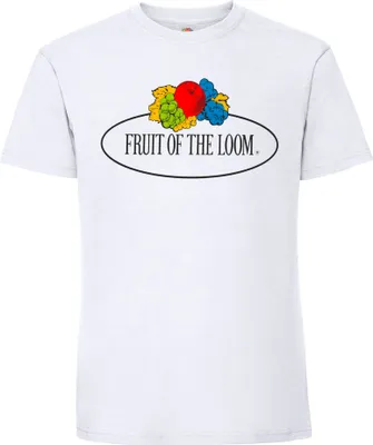 Produktbild von Fruit of the Loom Ringspun Premium T-Shirt mit Vintage-Logo auf der Brust Farbe: weiß - Vintage-Logo groß Größe: S