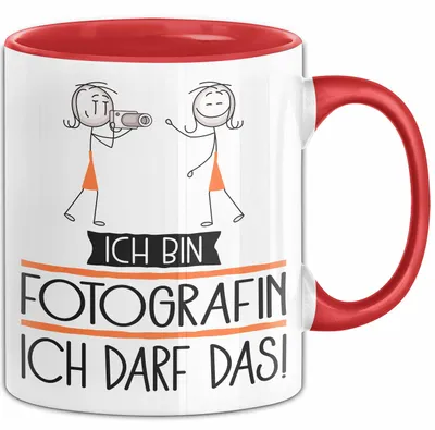 Produktbild von Geschenk für Fotografin Tasse Lustige Geschenkidee Geburtstag Ich Bin Fotografin Ich Darf Das (Rot)