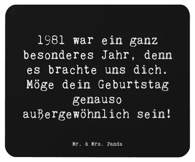 Produktbild von Mr. & Mrs. Panda Mauspad Spruch 1981 Geburtstag Wunder - Schwarz - Geschenk, laptop, Happy Birthday, Mousepad, außergewöhnlicher, pc mausunterlage, feiern, Jubiläum