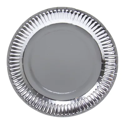 Image de Assiette métallique argentée 23 cm - 8 pièces