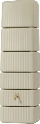 Image de 4rain récupérateur d'eau mural SLIM 330L sable avec robinet PE imitation laiton - Compact et élégant pour une collecte efficace