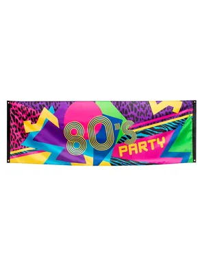 Immagine prodotto di Bandiera in poliestere anni '80 - 220 x 74 cm - decorazione per festa a tema anni '80