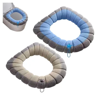Produktbild von 2 Stück Toilettensitzbezüge, warmer Toilettenbezug, plüschiger Toilettenbezug, weicher Toilettenbezug, Toilettenzubehör