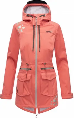 Produktbild von Marikoo Damen Softshell Outdoor Jacke Übergangs Funktions Regen Mantel mit Kapuze Ulissaa Rose Coral Gr. 38 - M