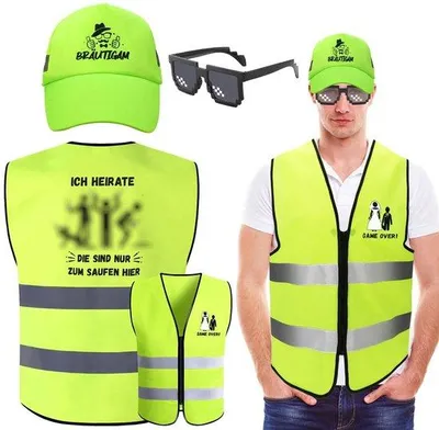 Produktbild von Dailygoods - Herren Kostüm Junggesellenparty - Herren Kostüm Set - Bräutigam Hut - Herren Accessoires - Lustige Geschenkidee - Hochzeitsdekoration - Kostüm