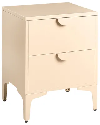 Produktbild von BELIANI Nachttisch Beige aus Stahl mit 2 Schubladen Kaschmir Industrial Style Schrank für Homeoffice Aufbewahrung Stauraum