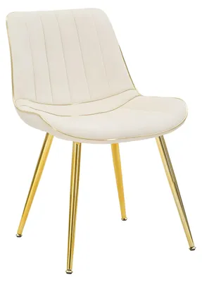Produktbild von Set aus 2 Paris Glam Stühlen in Creme und Gold – Polsterstuhl mit goldfarbenem Metallgestell, Maße 51 x 59 x 79 cm – Designerstuhl