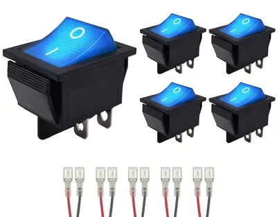 Produktbild von ProRide Wippschalter KCD4-202 2-polig 250V/16A mit Kabeln Blau 5 Stück