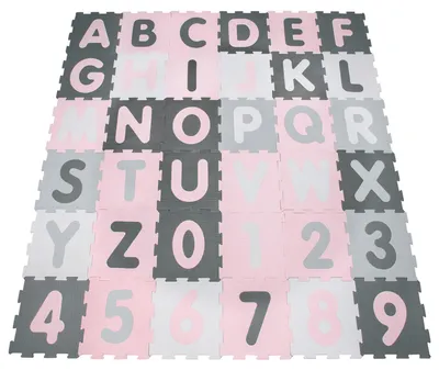 Produktbild von Puzzlematte Spielmatte Schaumstoffmatte Baby Kinder Matte Zahlen Buchstaben Pastell 36 Teile Grösse 32x32 cm x 36 Stk.