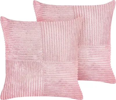 Obrázok produktu pre BELIANI Sada 2 dekoratívnych vankúšov ružová menčester 43 x 43 cm pásikavý vzor moderný štýl doplnky
