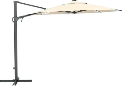 Produktbild von LED Ampelschirm SOLUNA Chambéry 300 x 300 cm beige mit UV-Schutz 80, wetterfeste Polyesterbespannung, leichte Aufspannun