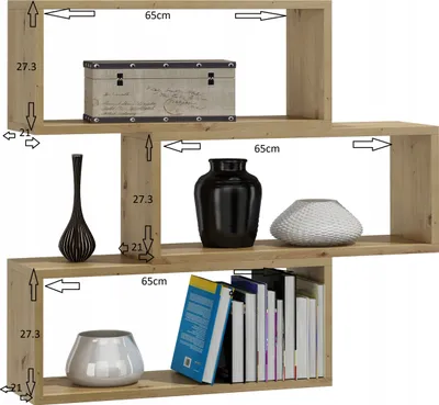 Produktbild von MATKAM ADAM Wandregal in moderner Optik | 3 Regalwürfel, Maße je B/H/T 31 x 65 x 21 cm | Holzstärke 18 mm | In verschiedenen Ausführungen erhältlich | Max. Belastung 20 kg (Artisan Eiche)