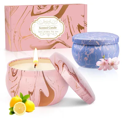 Productafbeelding van Aromatherapie Geurkaarsen Set van 2 met Natuurlijke Sojawas
