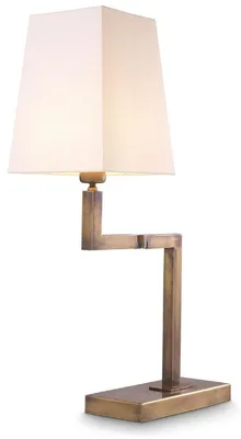 Produktbild von Casa Padrino Luxus Tischleuchte Vintage Messingfarben / Weiß H. 69 cm - Edle Schreibtischleuchte mit Schwenkarm und Lampenschirm - Luxus Qualität