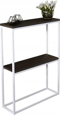 Zdjęcie produktu dla Konsola metalowa toaletka stolik półka stojąca loft biały czarny 60x20h80