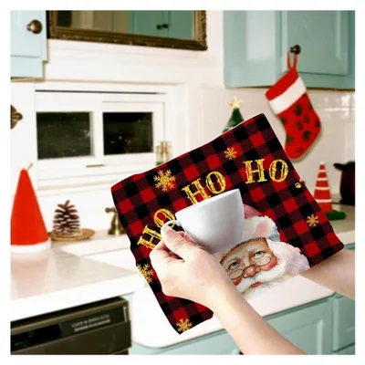 Produktbild von 2 Stück Geschirrhandtücher Weihnachten, 40x60 cm, Weihnachtsdeko Geschirrtücher, Weihnachtsdeko Innen, Weihnachtshandtuch, Weihnachtsdekoration Küchentücher